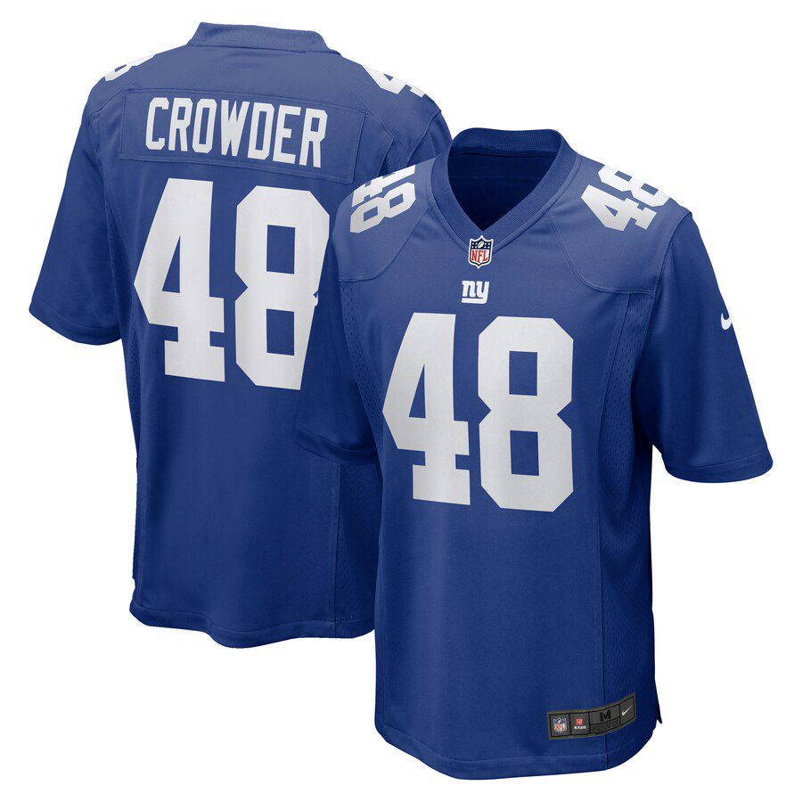 Men New York Giants #48 Tae Crowder Nike Royal Team Game NFL Jersey